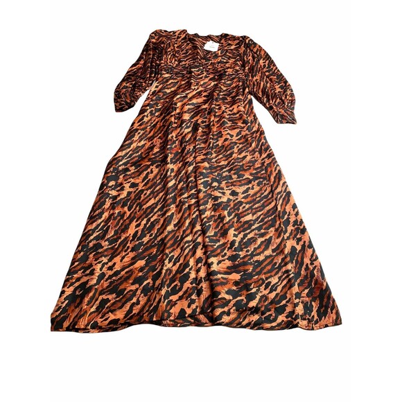 SANDRO Animal Printed Long Sleeve Dress Wildcat Fawn  40 Size 8 NWT - Picture 4 of 12